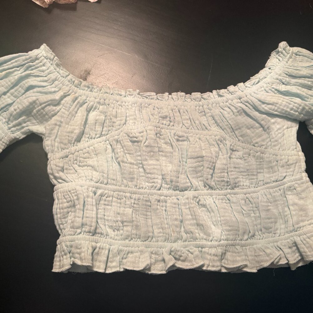 Light Blue Ruffle Top and Skirt Set